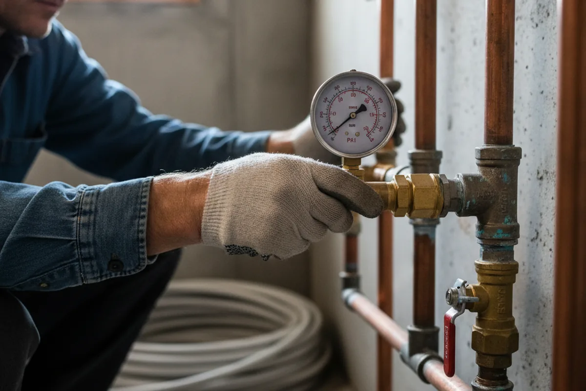 Pressure testing a repaired line during Water Line Repair in Maynard
